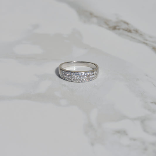 Estate 3 Row Diamond Band Sz 10 18k