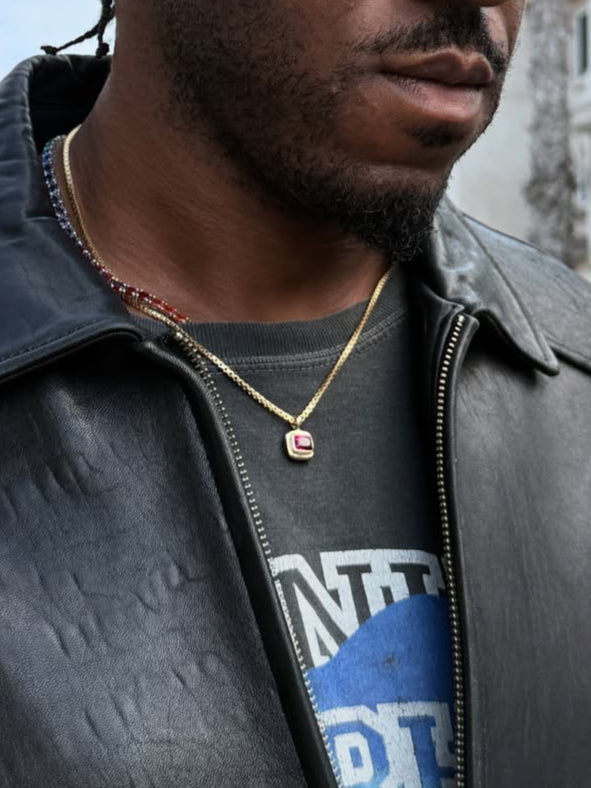 09: Bubble Bezel pendant, rubellite tourmaline