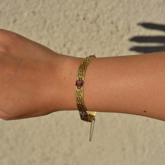 Antique Amethyst Sugarloaf Bracelet