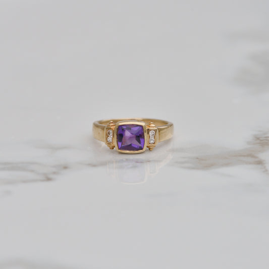 Vintage Amethyst and Diamond Ring