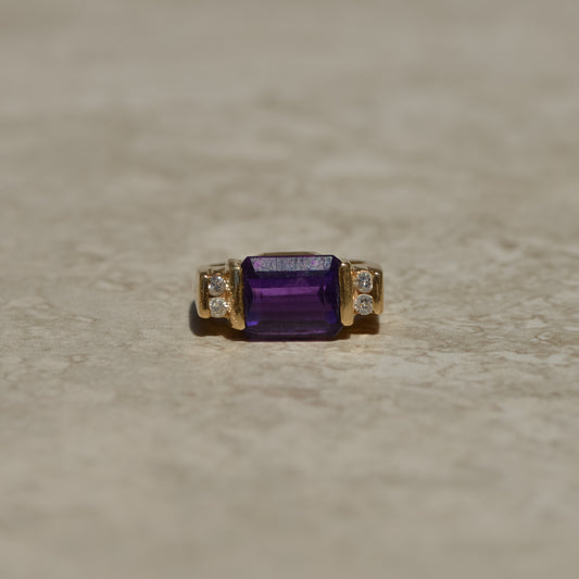 Vintage Amethyst and Diamond Ring