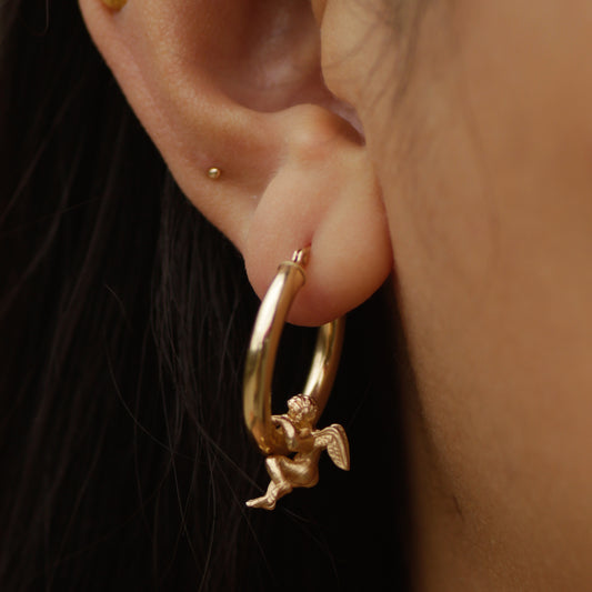 Vintage Angel Hoop Earrings