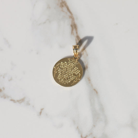 Vintage Angel with Scripture Medallion Charm 14k