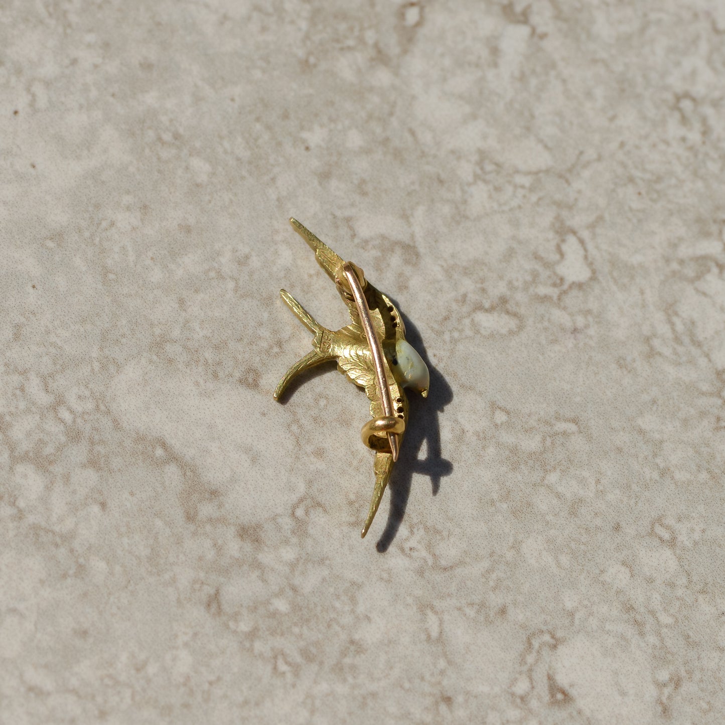 Art Nouveau Enamel Swallow Bird Brooch