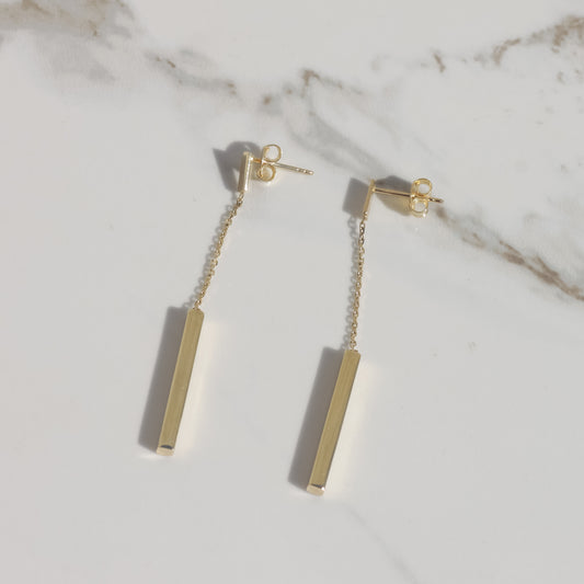 Vintage Bar Drop Earrings 14k