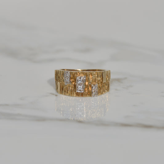Vintage Mid Century Brutalist Diamond Band