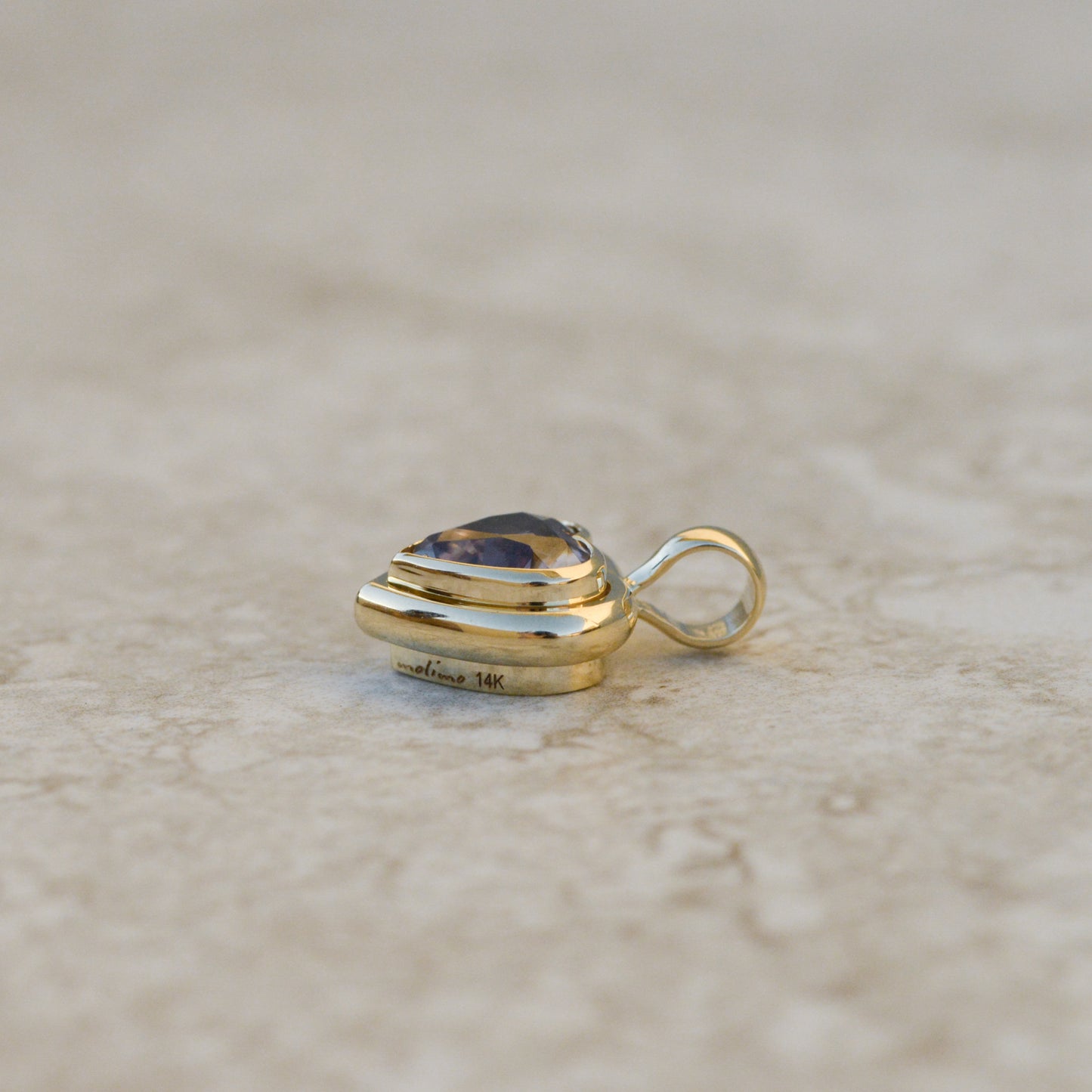 09: Bubble Bezel Pendant, pink zircon