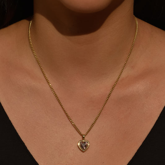 09: Bubble Bezel Pendant, pink zircon