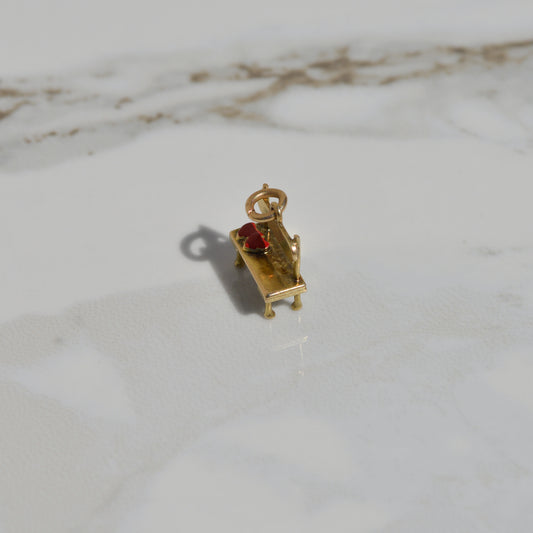 Vintage Bench with Enamel Hearts Charm