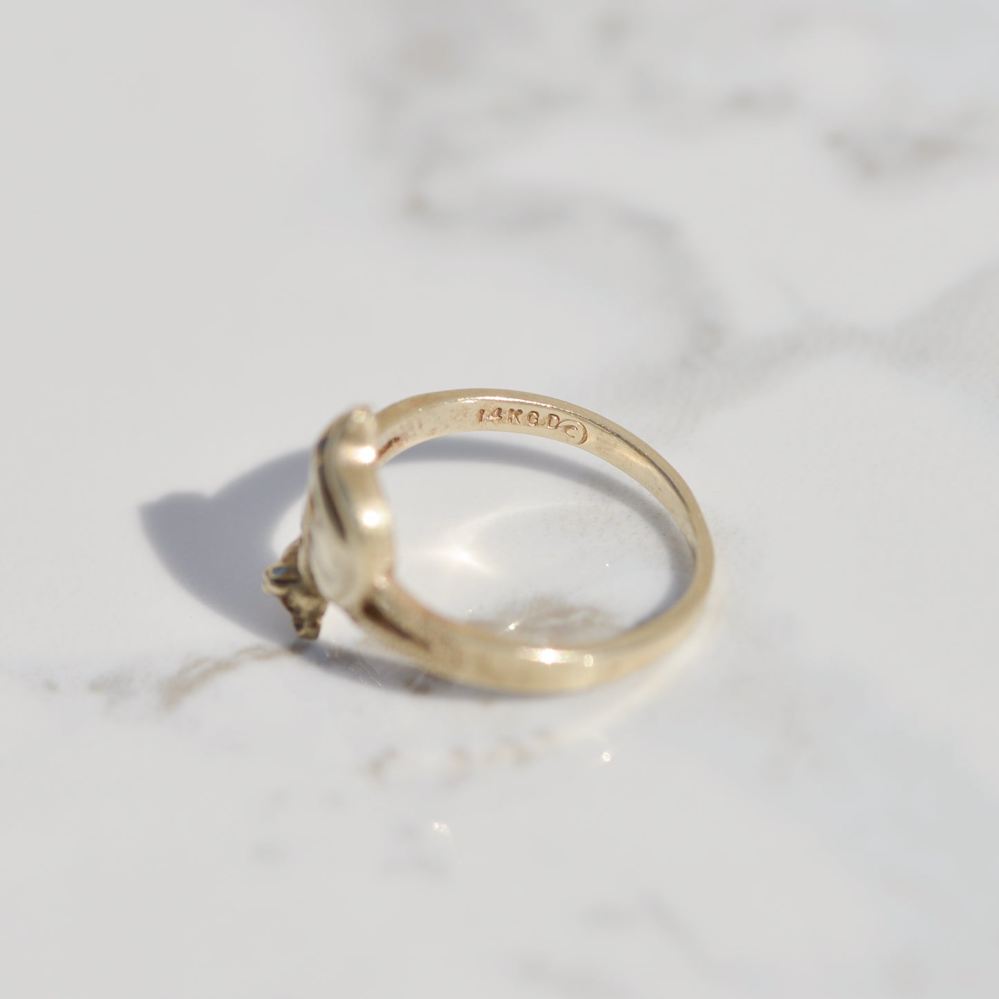 Vintage Cat with Bowtie Ring Sz 4 1/2 14k