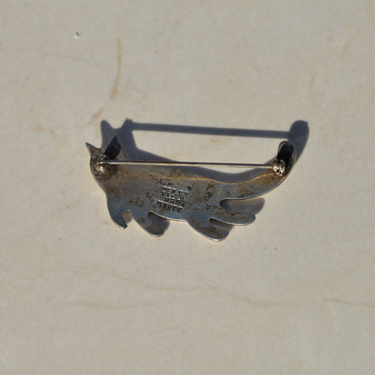 Vintage Sterling Cat Brooch
