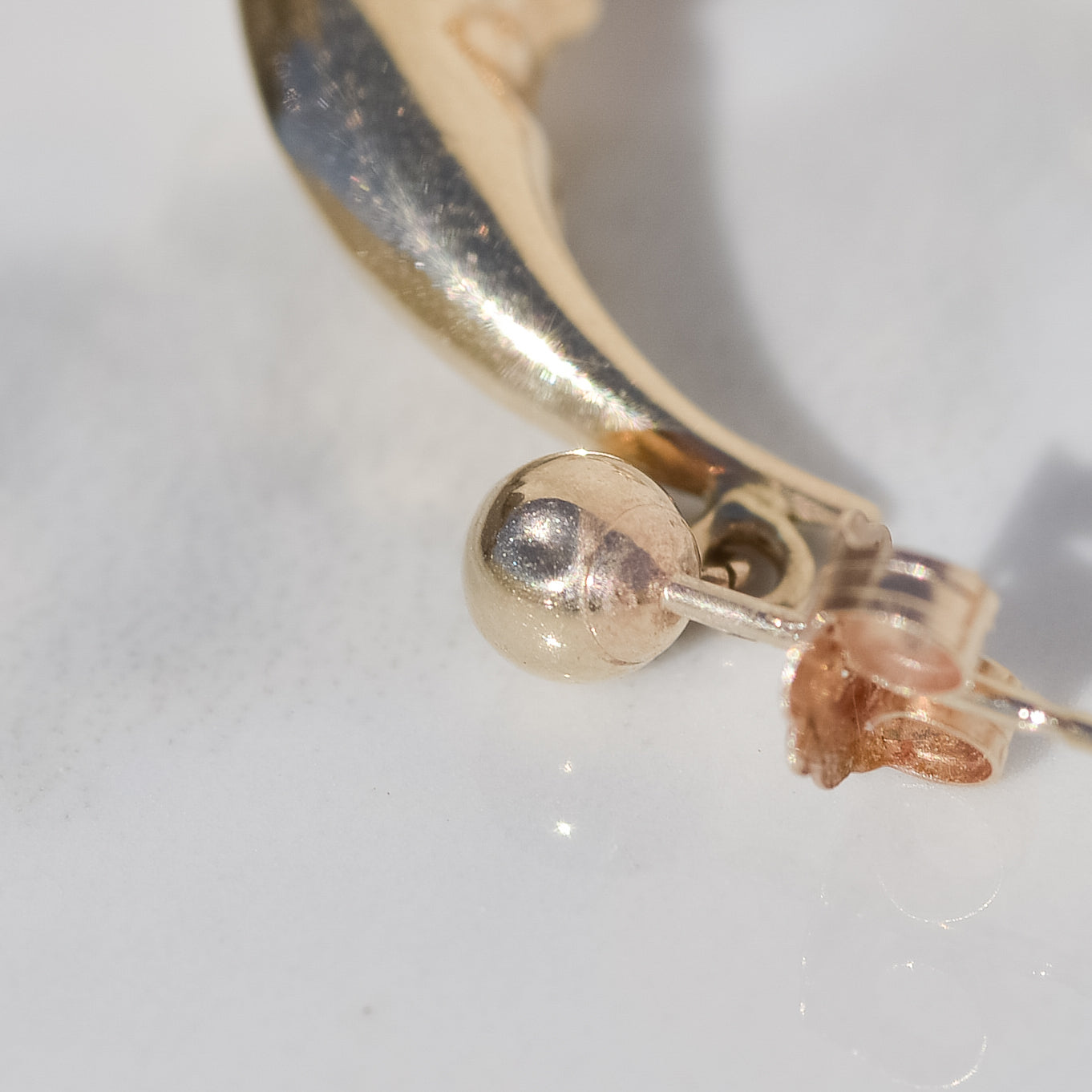 Vintage Cherub Moon Earrings 14k