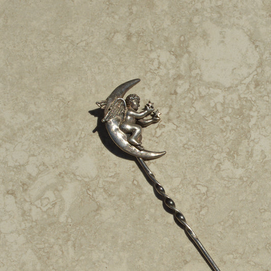 Vintage Sterling Cherub Celestial Pin