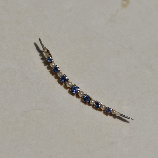 Art Deco Sapphire and Pearl Crescent