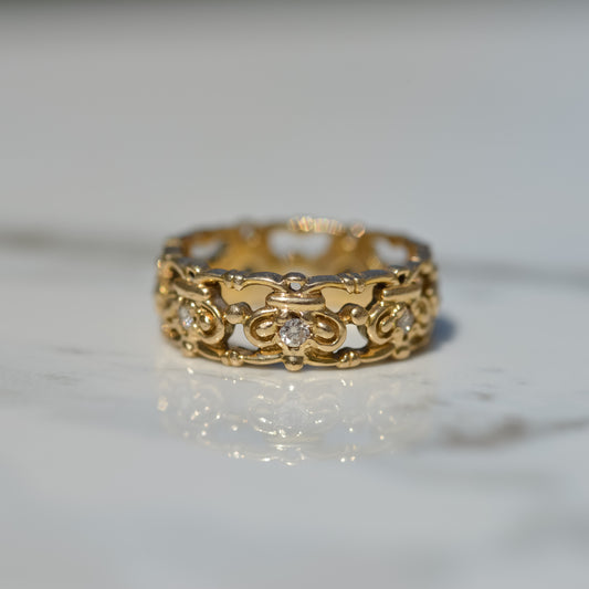 Vintage Crown Eternity Diamond Band