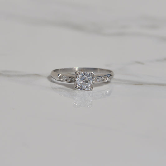 Art Deco Diamond Ring Sz 5 3/4 Platinum