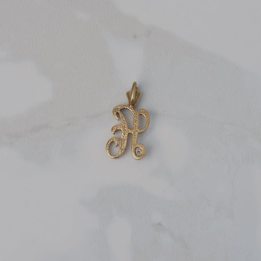 Vintage Diamond A Initial Charm 14k