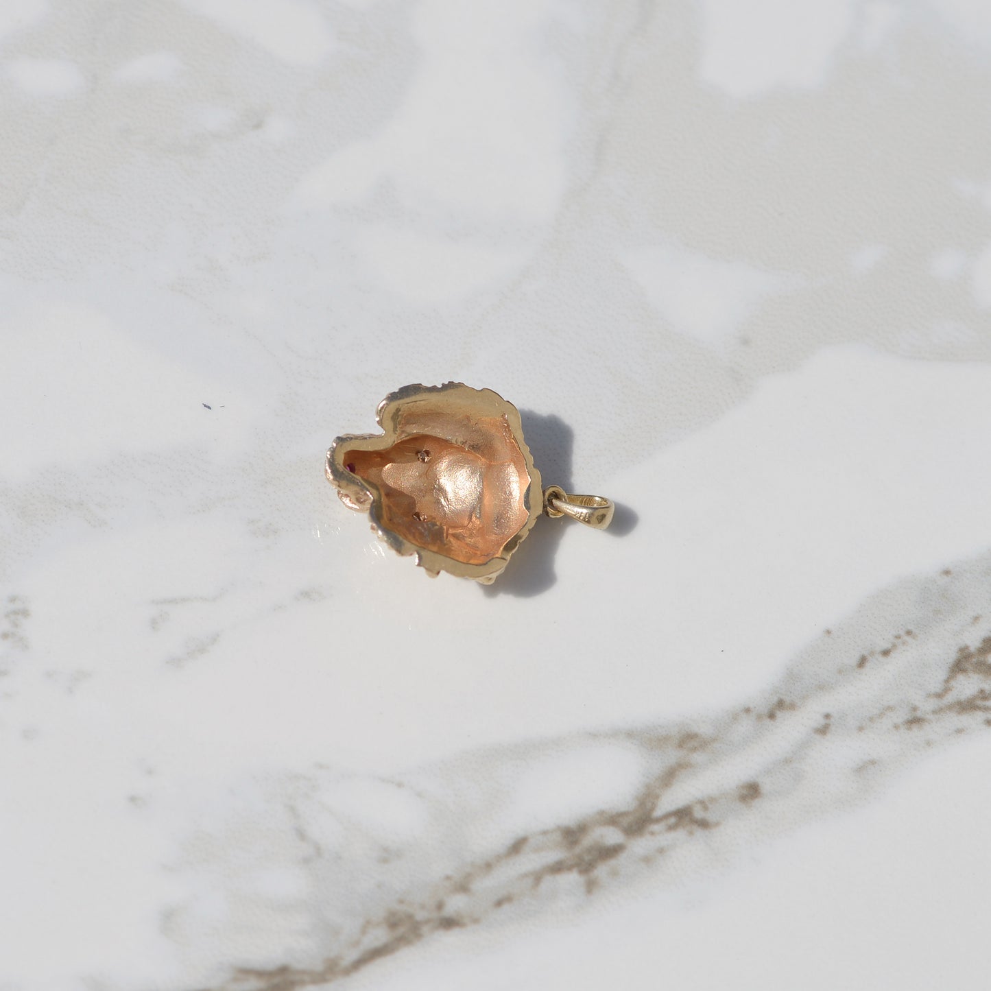 Vintage Lion with Diamond Eyes Pendant 14k