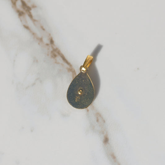 Vintage Engine-Turned Virgin Mary Charm 14k