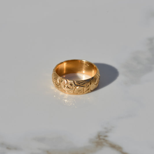 Vintage Engraved Wide Band