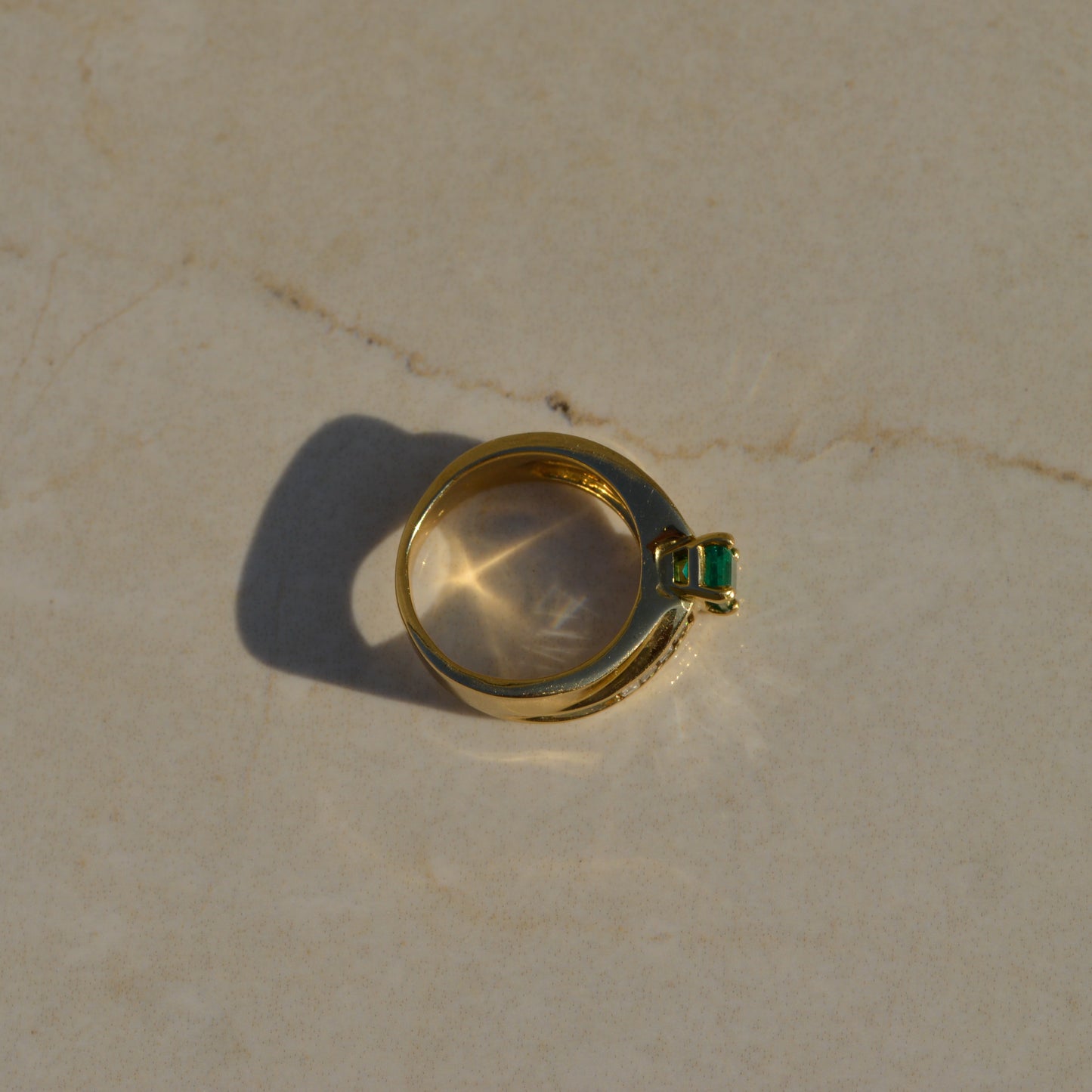 Vintage Emerald & Diamond Baguette Ring