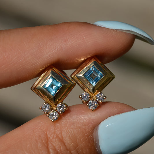 Vintage Topaz & Diamond Earrings