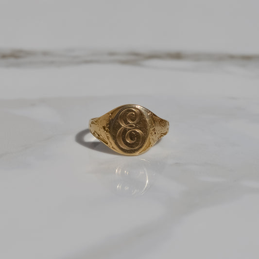 Vintage E Signet Ring