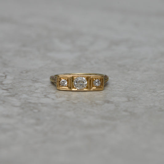 Antique Old Mine Diamond Filigree Ring