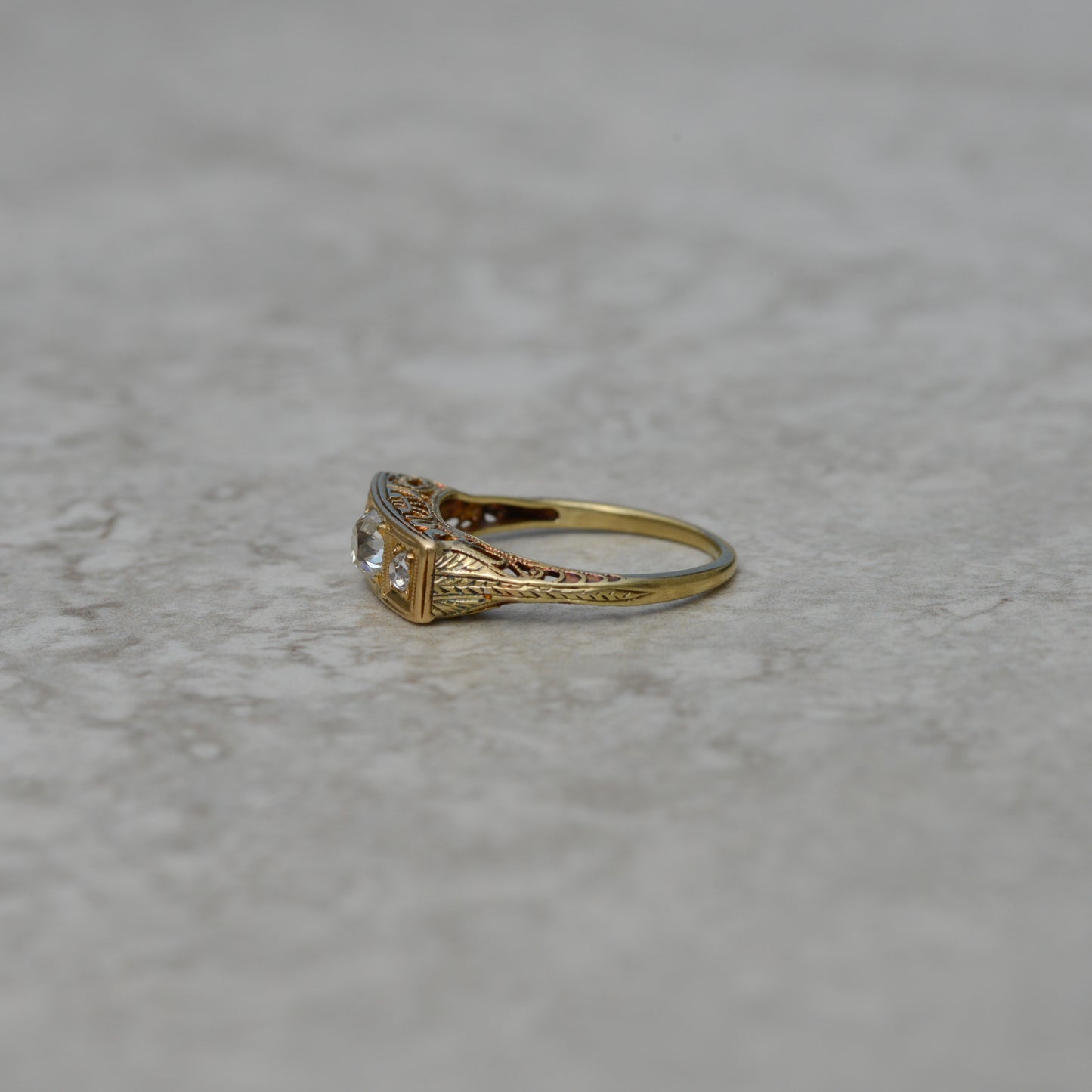 Antique Old Mine Diamond Filigree Ring