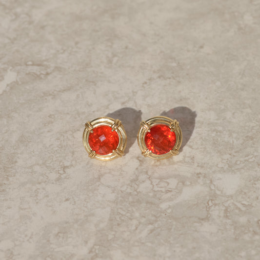 Estate Fire Opal Stud Earrings
