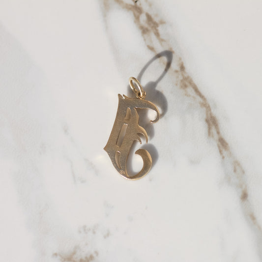 Vintage Gothic Font J Charm 18k