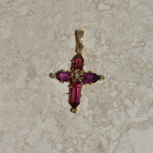 Victorian Garnet and Diamond Cross Pendant