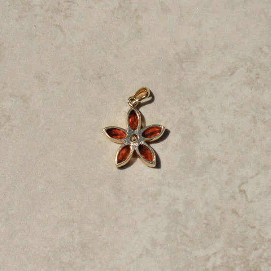 Vintage Garnet & Diamond Flower Charm