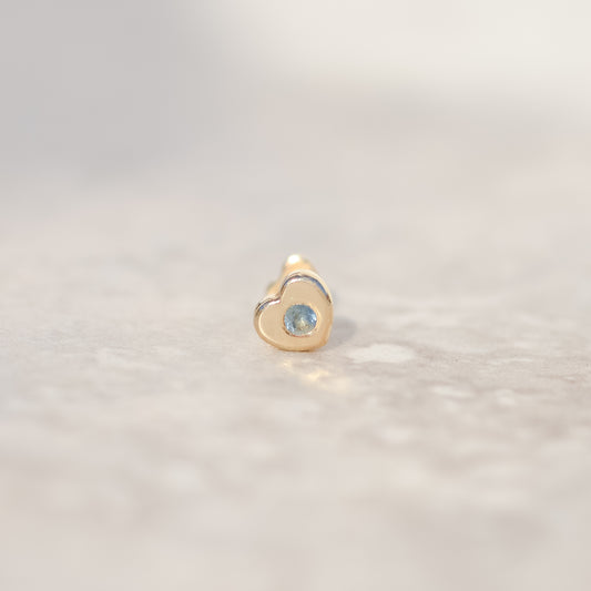 12: Heart Token Flat-back Piercing Stud - single