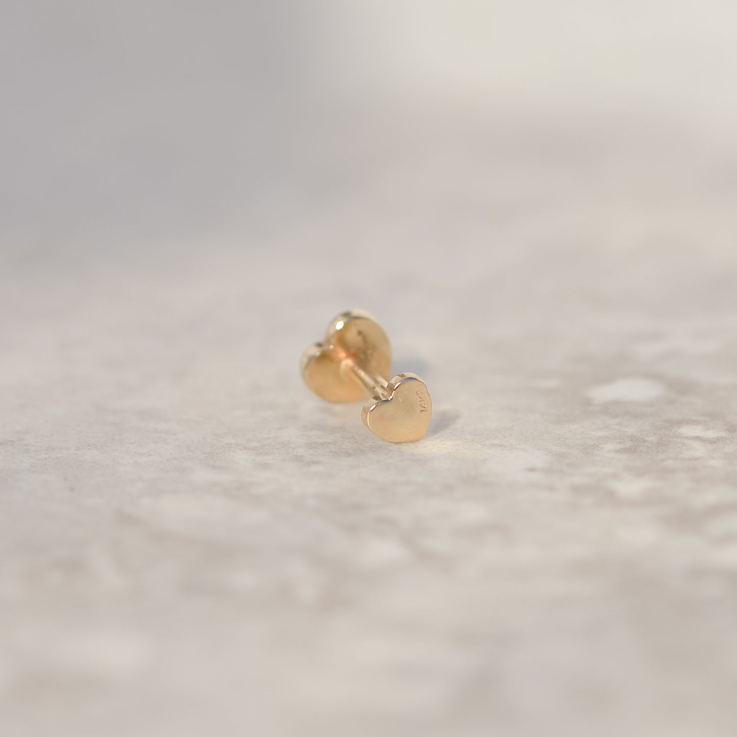 12: Heart Token Flat-back Piercing Stud - single