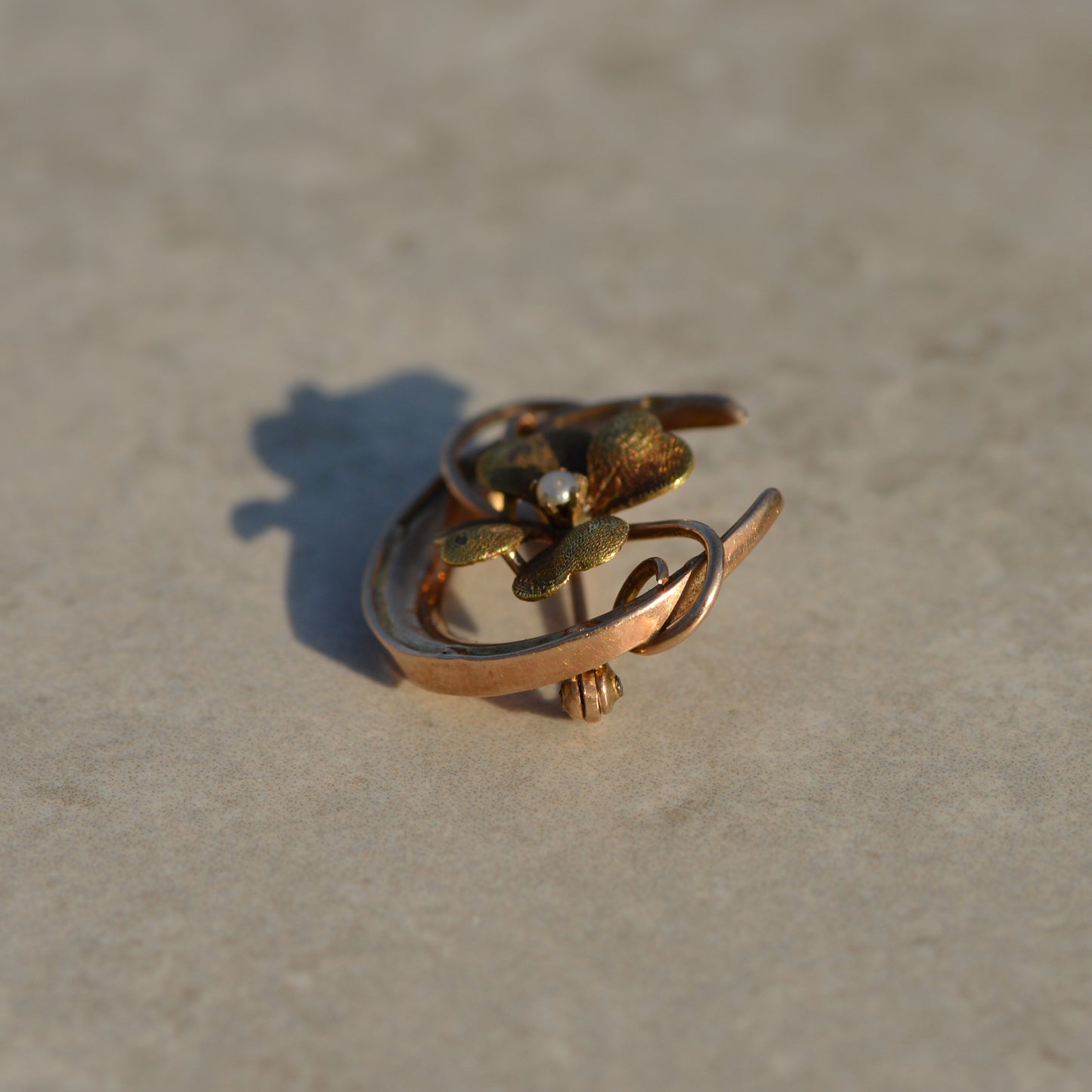 Antique Lucky Horseshoe & Four-leaf Clover Brooch
