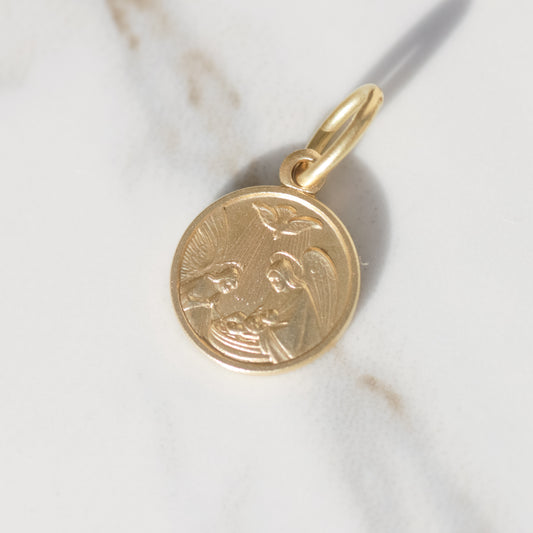 Vintage Nativity Scene Medallion Charm