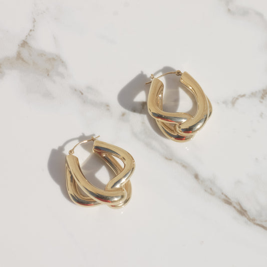 Vintage Knotted Hoop Earrings 14k