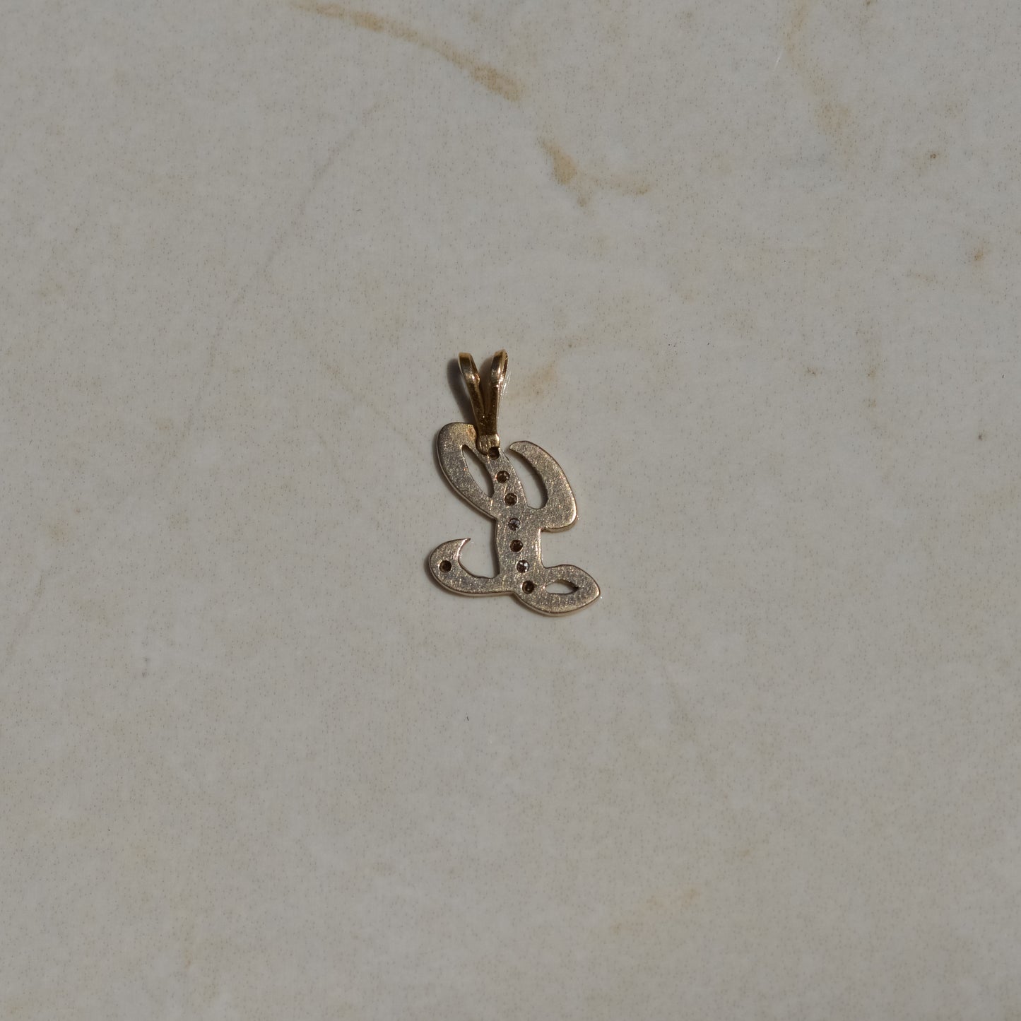 Vintage Cursive L Diamond Charm