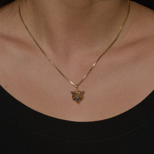 Antique Lion Sapphire Pendant