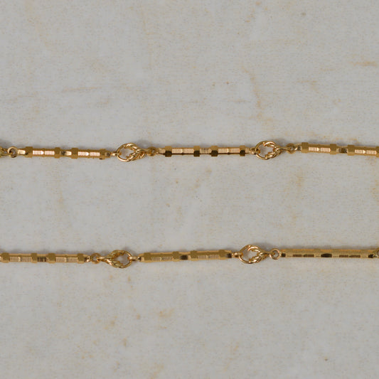 Vintage Lover's Knot & Bar Chain 17.25" 18k