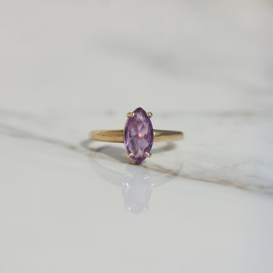 Vintage Marquise Amethyst Ring Sz 4 1/2 14k