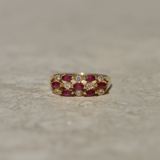 Vintage Marquise Ruby & Diamond Ring