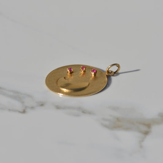 Vintage Moon Medallion Charm 14k