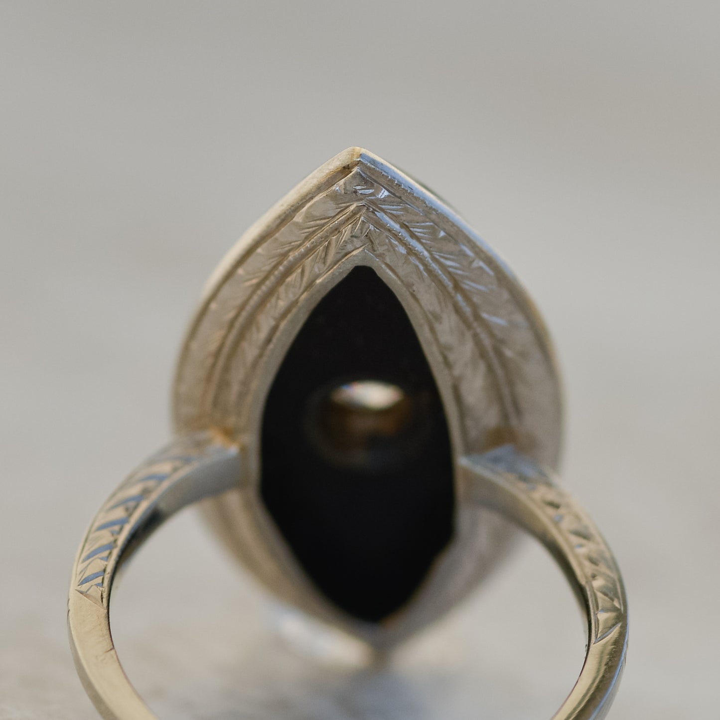 Art Deco Onyx & Diamond Navette Ring