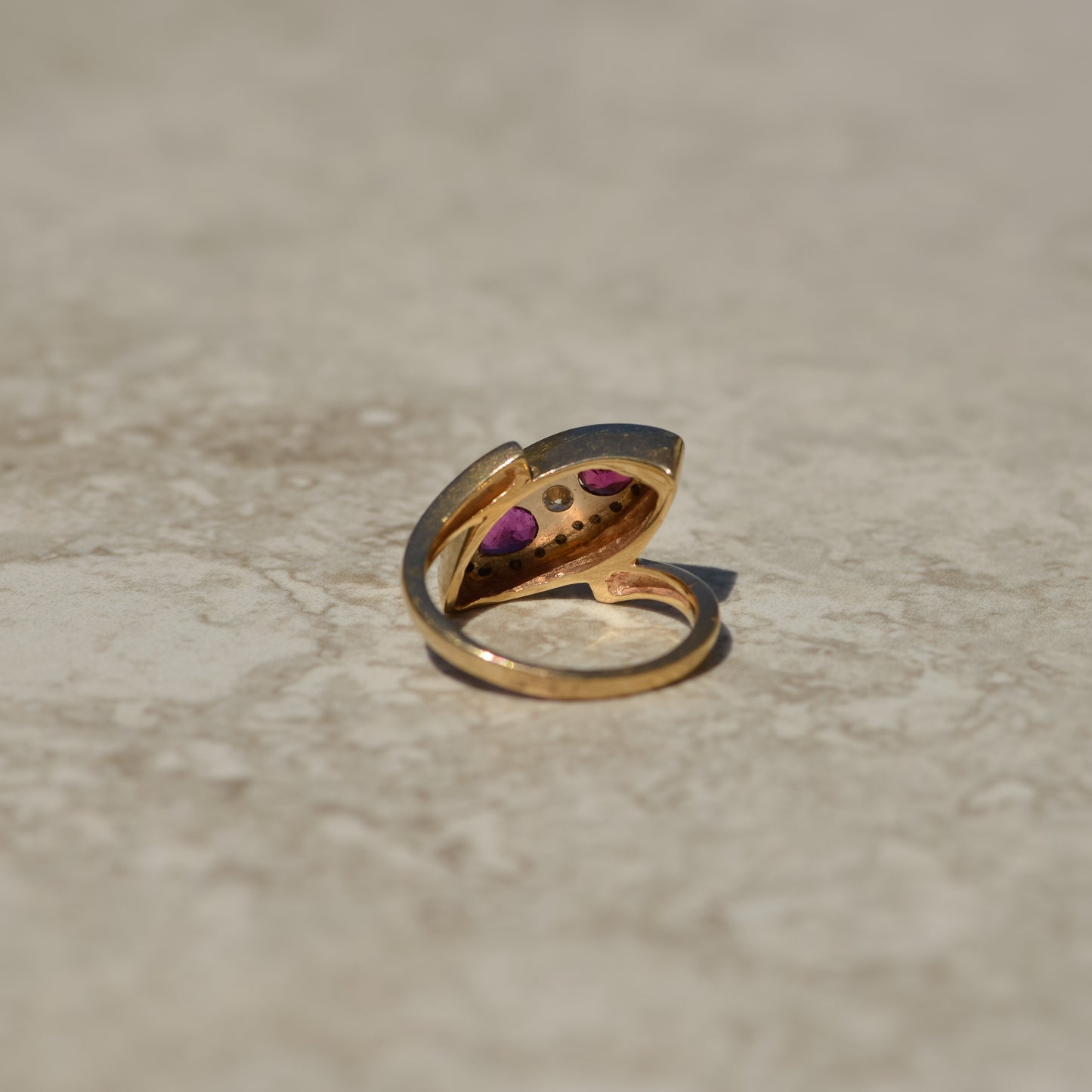 Vintage Ruby & Diamond Navette Ring