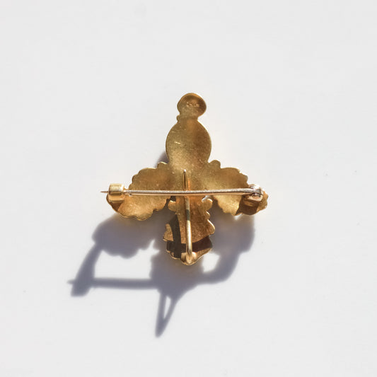 Antique Art Nouveau Iris with Cherub Face Brooch