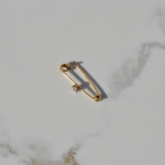 Antique Old Mine Diamond Safety Pin