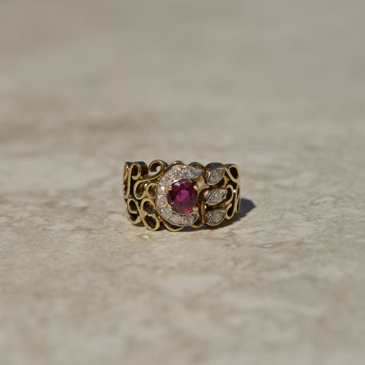 Vintage Ruby & Diamond Lace Ring