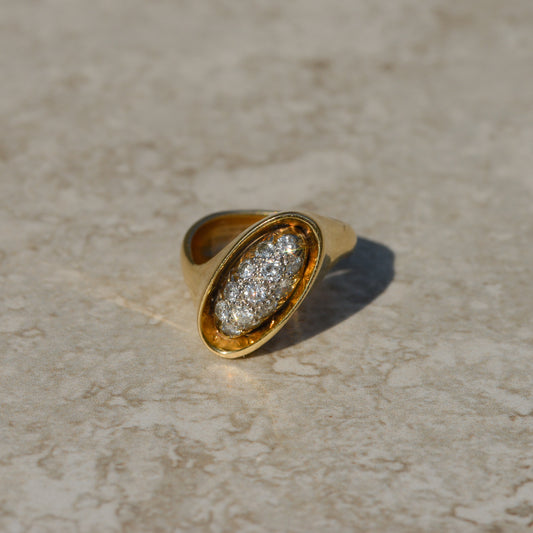 Vintage Oval Pavé Diamond Bypass Ring
